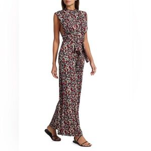 Free People Floral Maxi Jumpsuit in Red and White